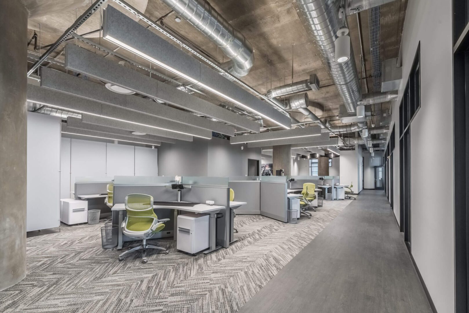 A large open office space with many cubicles.